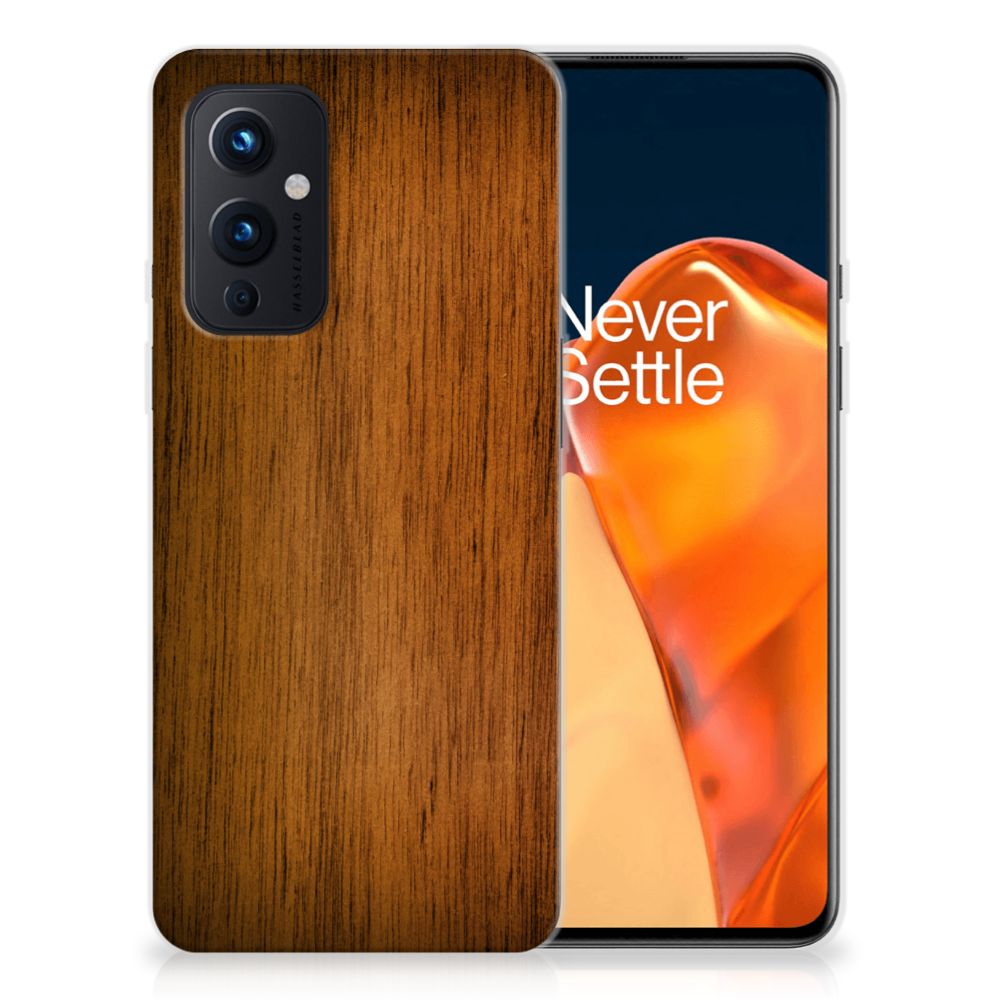 OnePlus 9 Bumper Hoesje Donker Hout