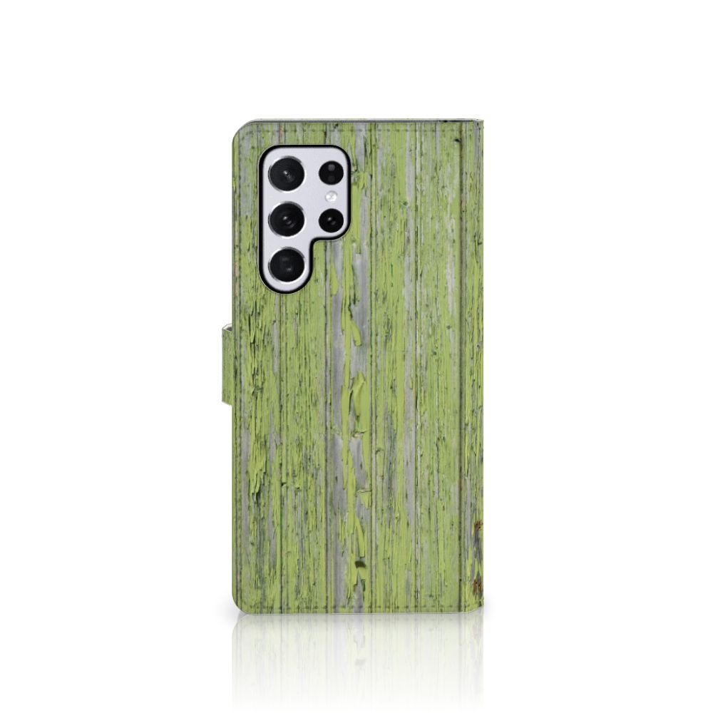 Samsung Galaxy S22 Ultra Book Style Case Green Wood