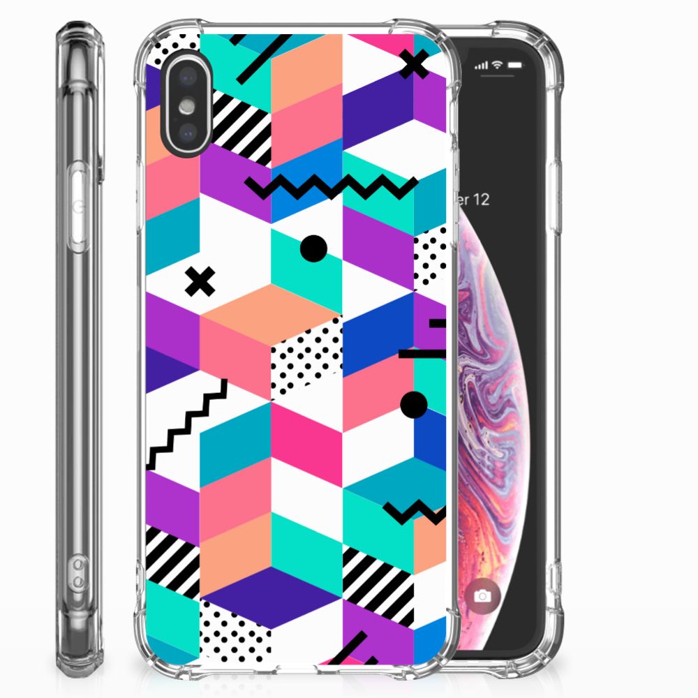 Apple iPhone Xs Max Shockproof Case Blokken Kleurrijk