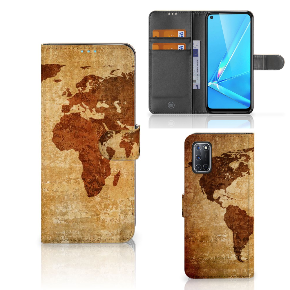OPPO A72 | OPPO A52 Flip Cover Wereldkaart