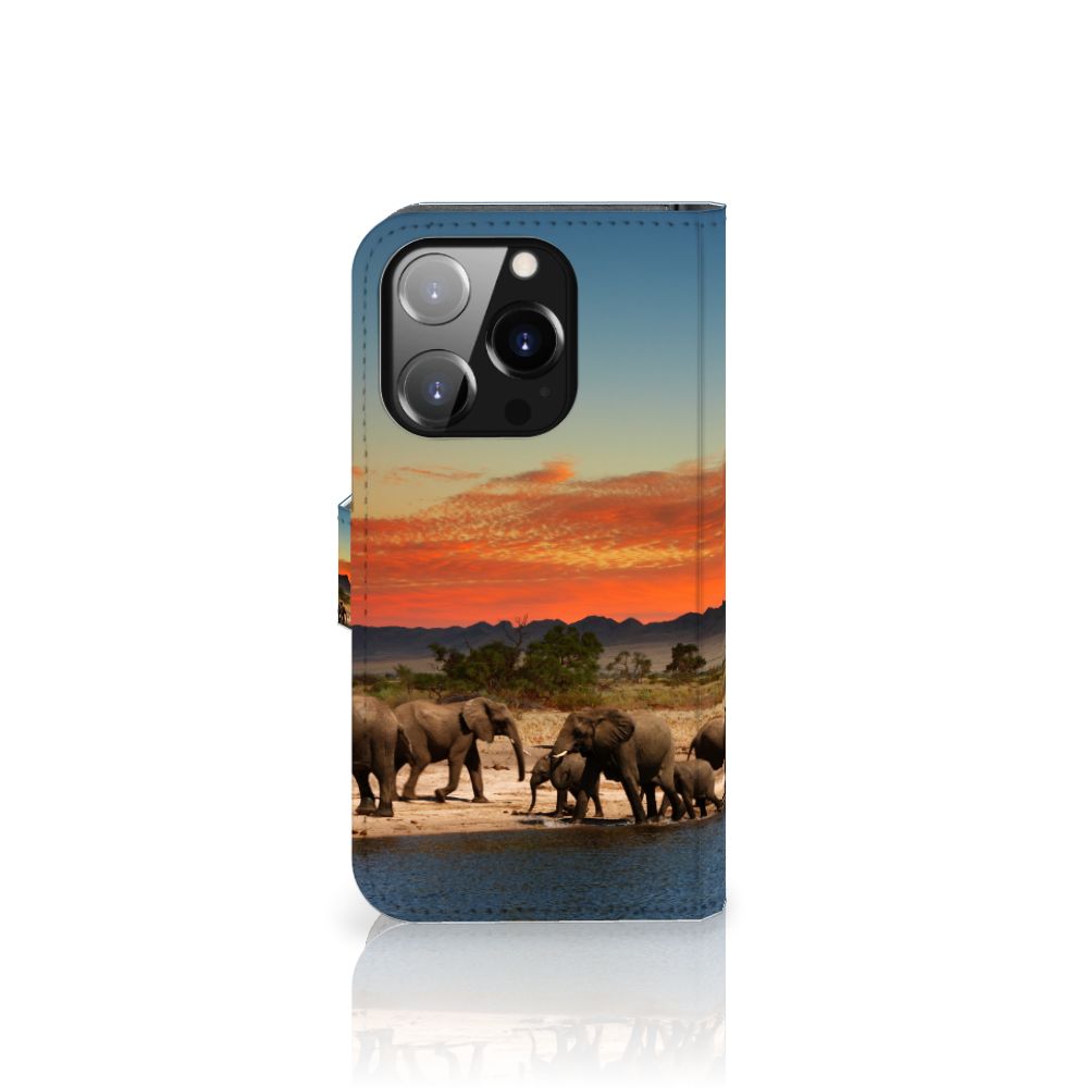 iPhone 14 Pro Telefoonhoesje met Pasjes Olifanten