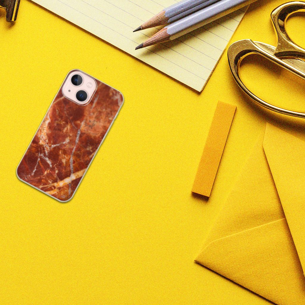 iPhone 13 mini TPU Siliconen Hoesje Marmer Bruin B2C Telecom