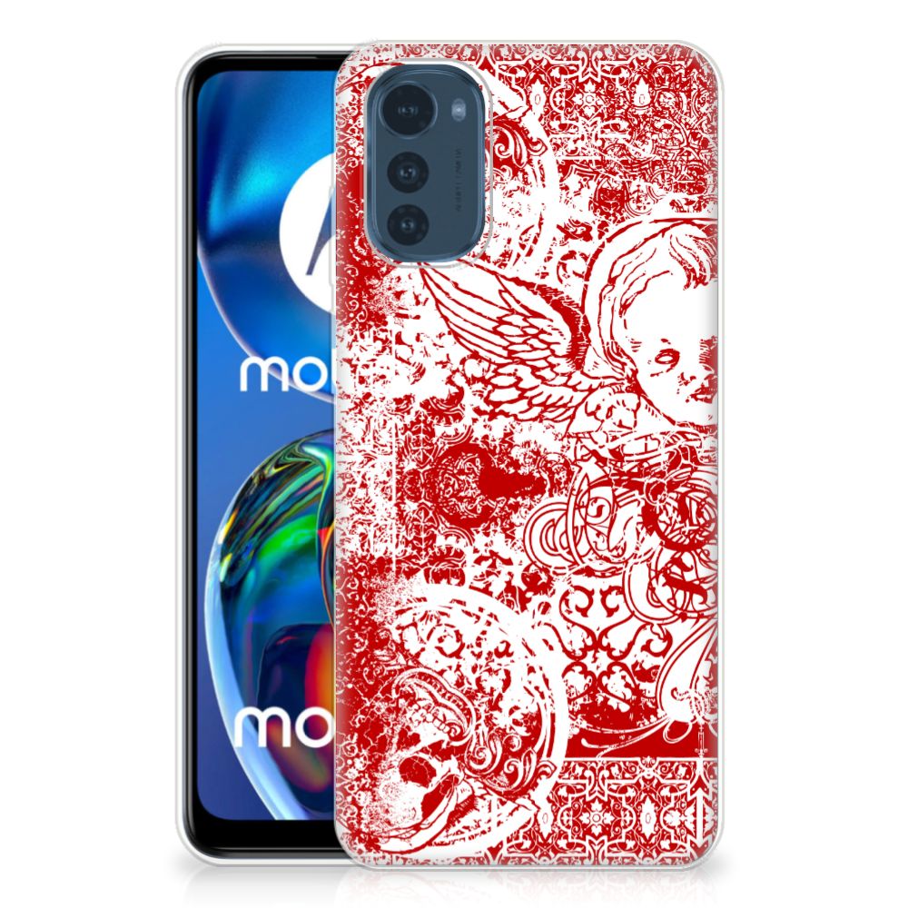 Silicone Back Case Motorola Moto E32/E32s Angel Skull Rood