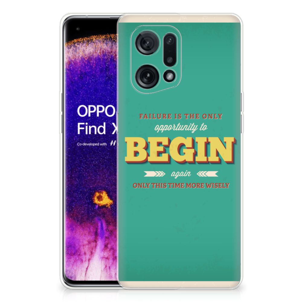 OPPO Find X5 Siliconen hoesje met naam Quote Begin