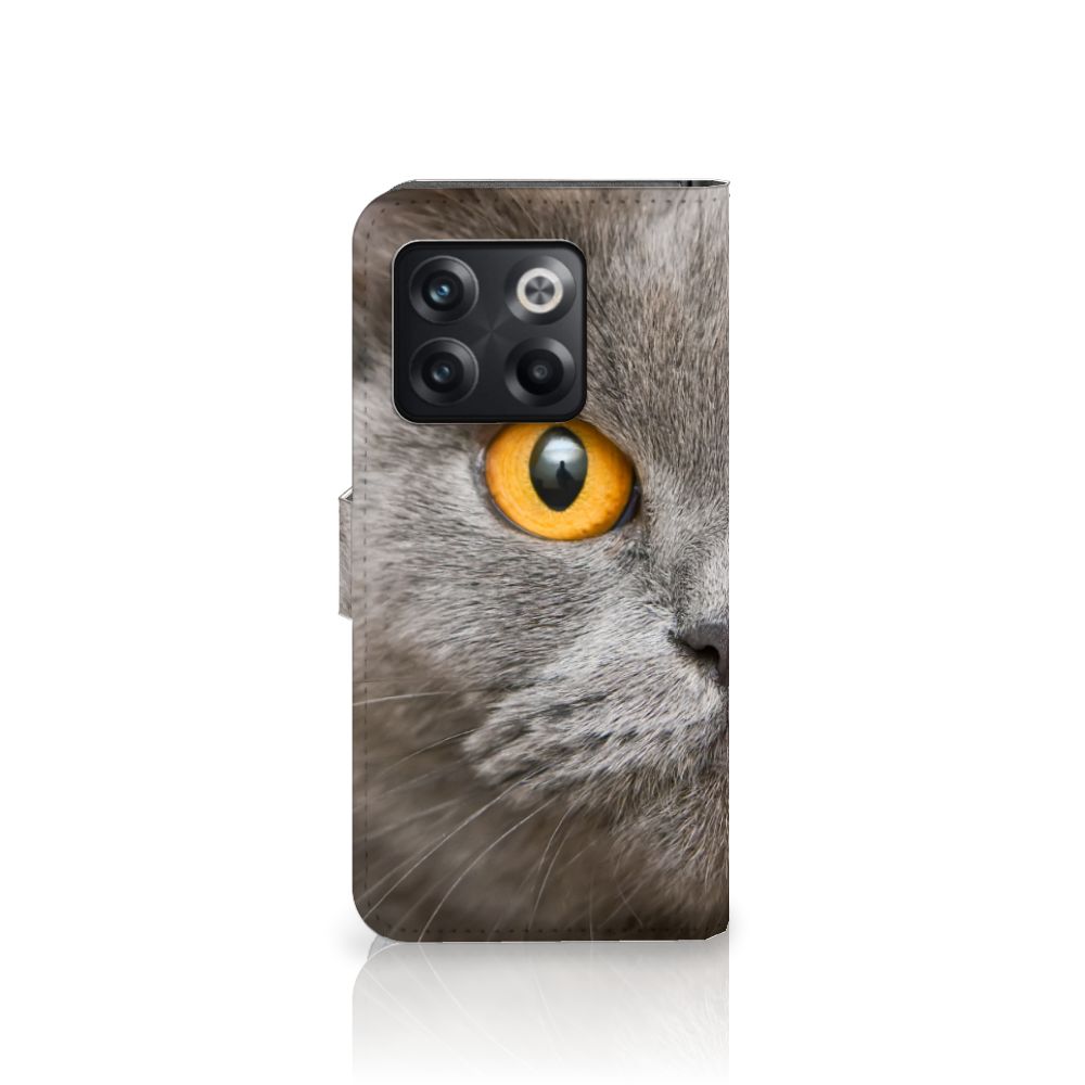 Telefoonhoesje met Pasjes OnePlus 10T Britse Korthaar met imposante kat oog afbeelding