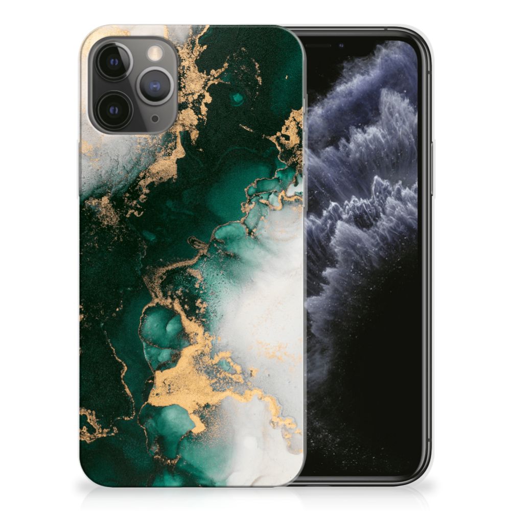 TPU Siliconen Hoesje voor Apple iPhone 11 Pro Marmer Groen