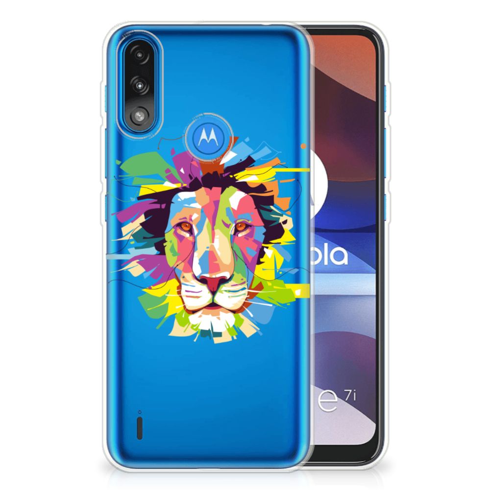 Motorola Moto E7/E7i Power Telefoonhoesje met Naam Lion Color