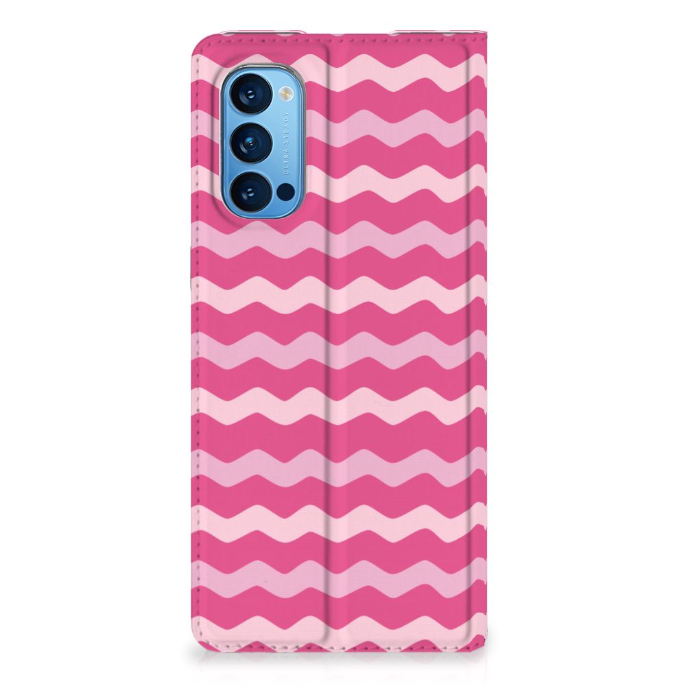 OPPO Reno4 Pro 5G Hoesje met Magneet Waves Pink - B2C Telecom