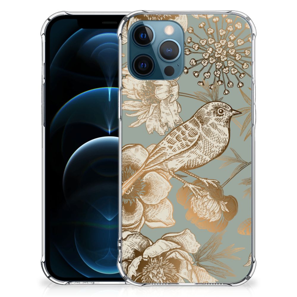 Case voor iPhone 12 | 12 Pro Vintage Bird Flowers