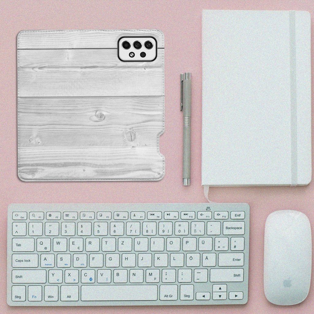 Samsung Galaxy A73 Book Wallet Case White Wood - B2C Telecom