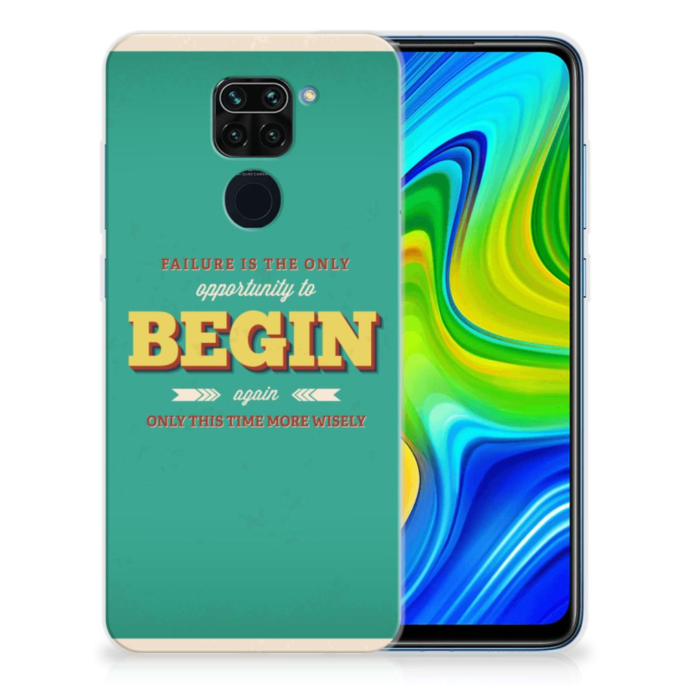 Xiaomi Redmi Note9 Siliconen hoesje met naam Quote Begin