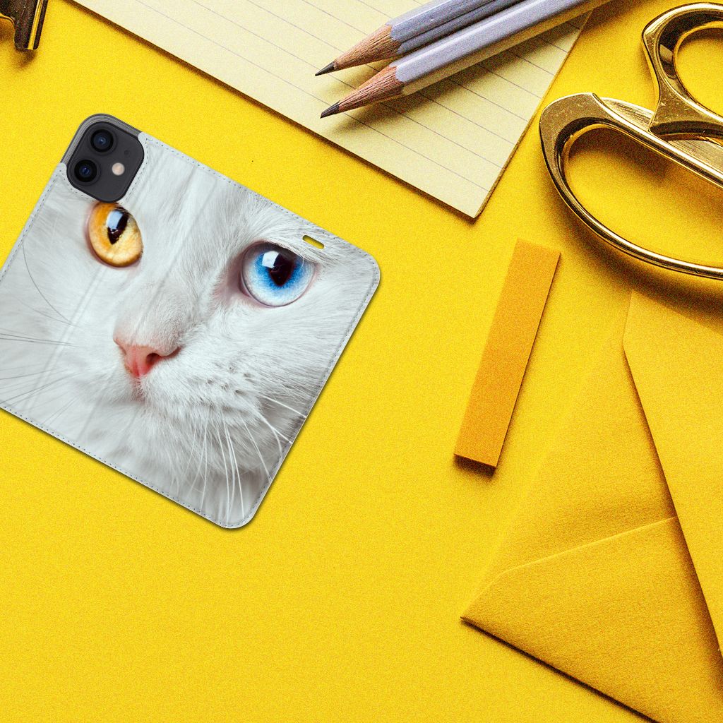 iPhone 12 Mini Hoesje maken Witte Kat - B2C Telecom