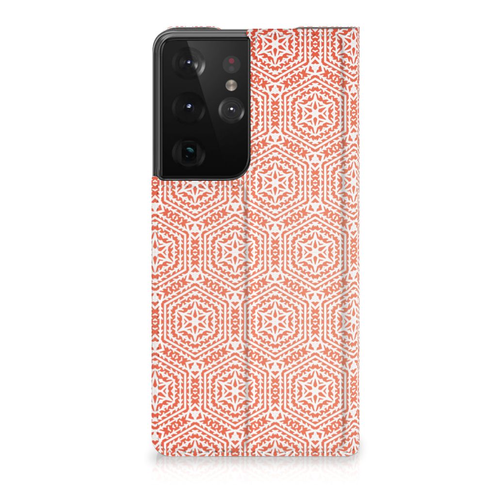 Samsung Galaxy S21 Ultra Hoesje met Magneet Pattern Orange - B2C Telecom
