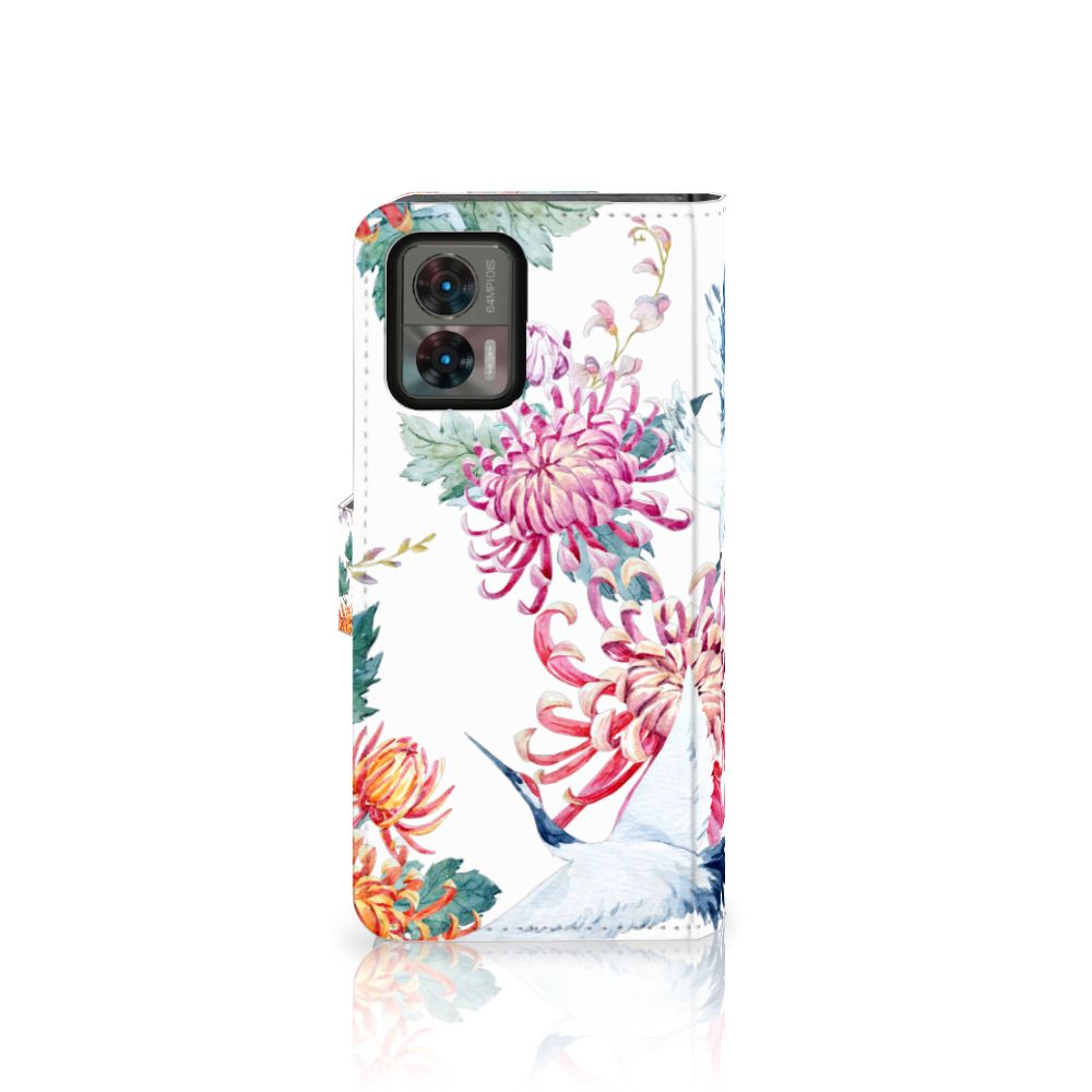 Motorola Edge 30 Neo Telefoonhoesje met Pasjes Bird Flowers