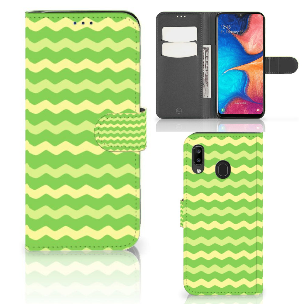 Samsung Galaxy A30 Telefoon Hoesje Waves Green