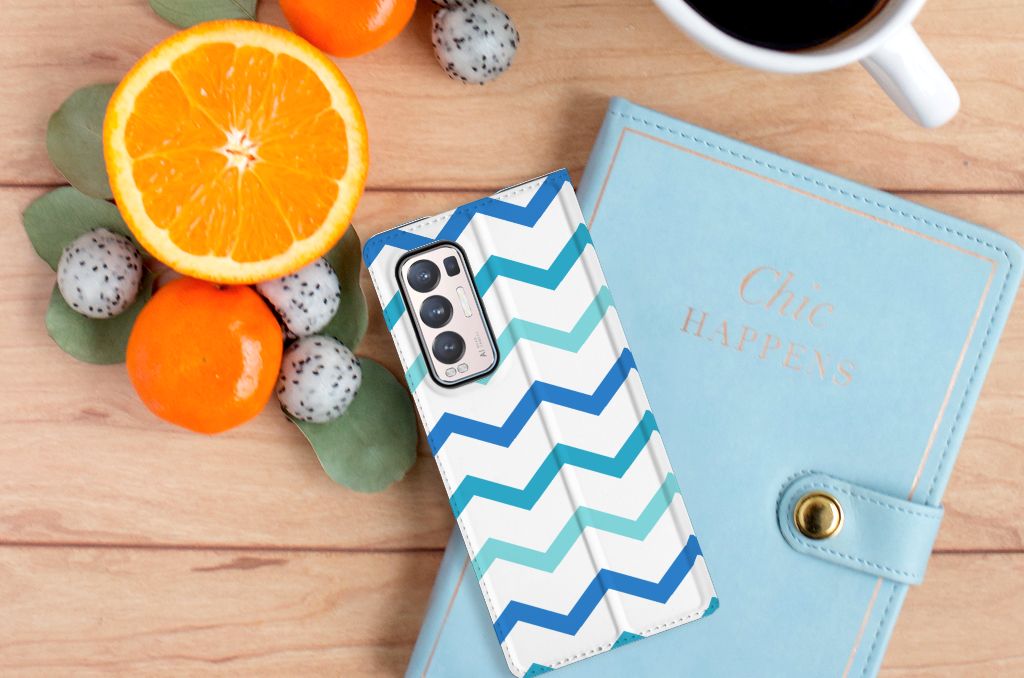OPPO Find X3 Neo Hoesje met Magneet Zigzag Blauw - B2C Telecom