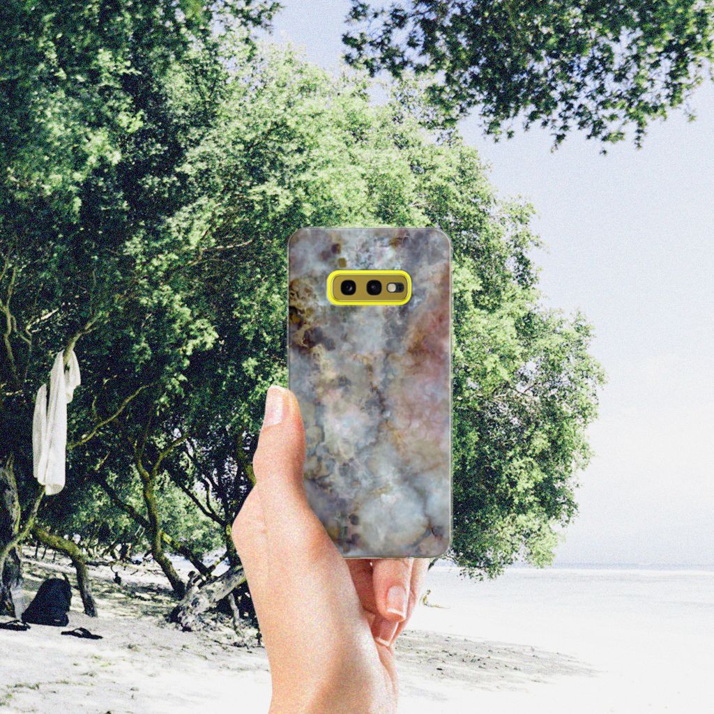 Samsung Galaxy S10e TPU Siliconen Hoesje Marmer Grijs