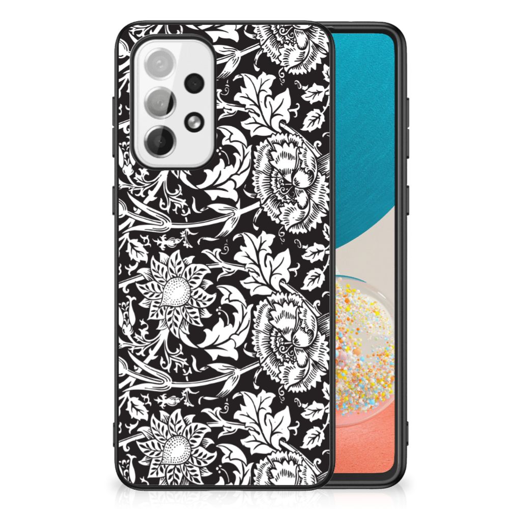 Samsung Galaxy A73 Bloemen Hoesje Black Flowers