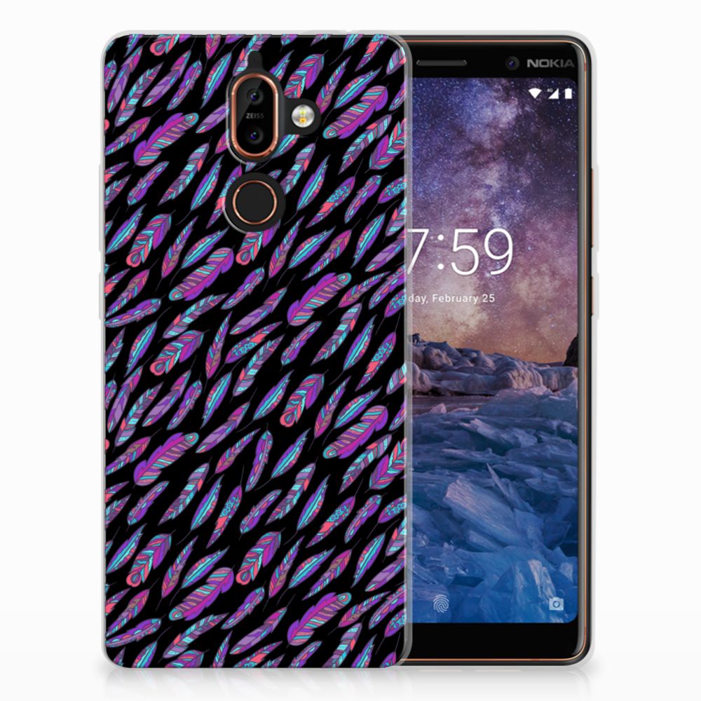 Nokia 7 Plus TPU bumper Feathers Color