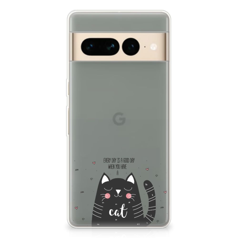 Google Pixel 7 Pro Telefoonhoesje met Naam Cat Good Day