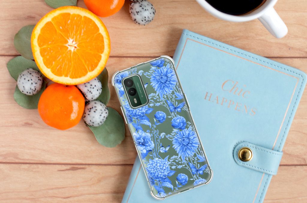 Case voor Nokia XR21 Flowers Blue