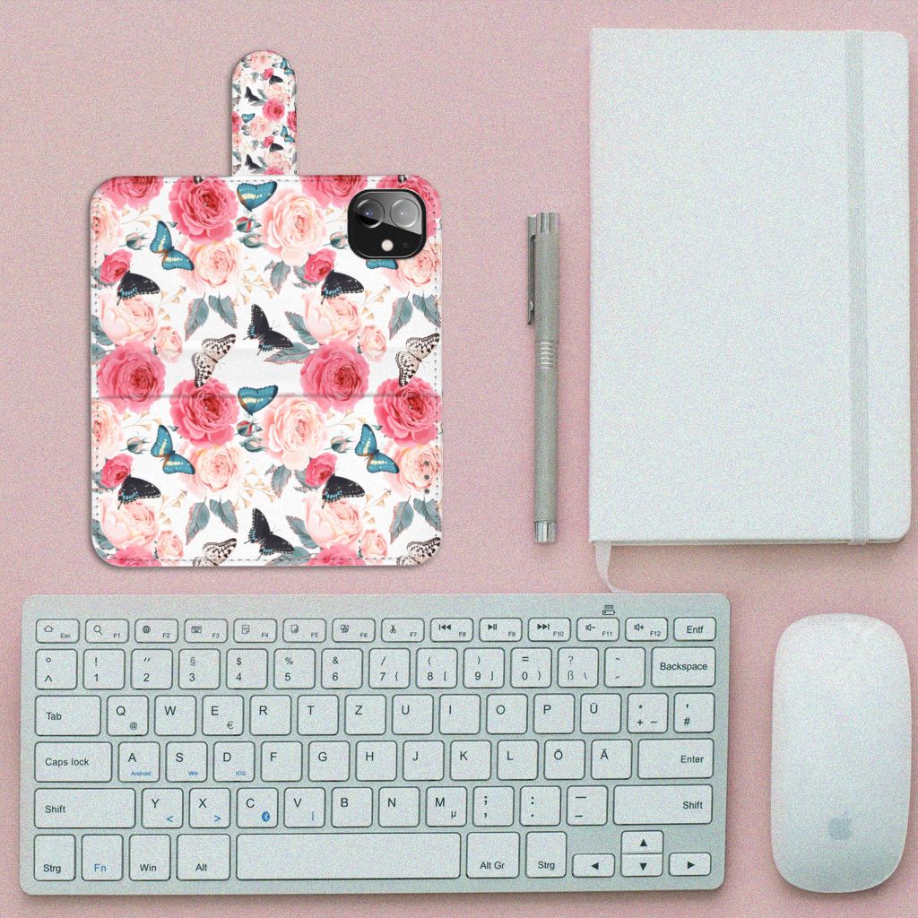 Apple iPhone 12 Mini Hoesje Butterfly Roses