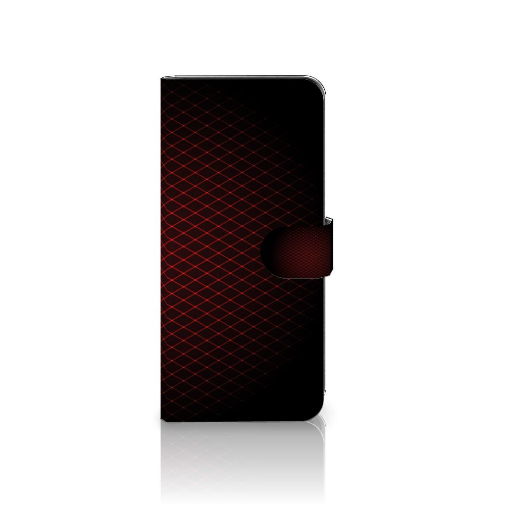 OPPO A58 4G Telefoon Hoesje Geruit Rood met minimalistisch ontwerp en ruimte voor 3 pasjes.