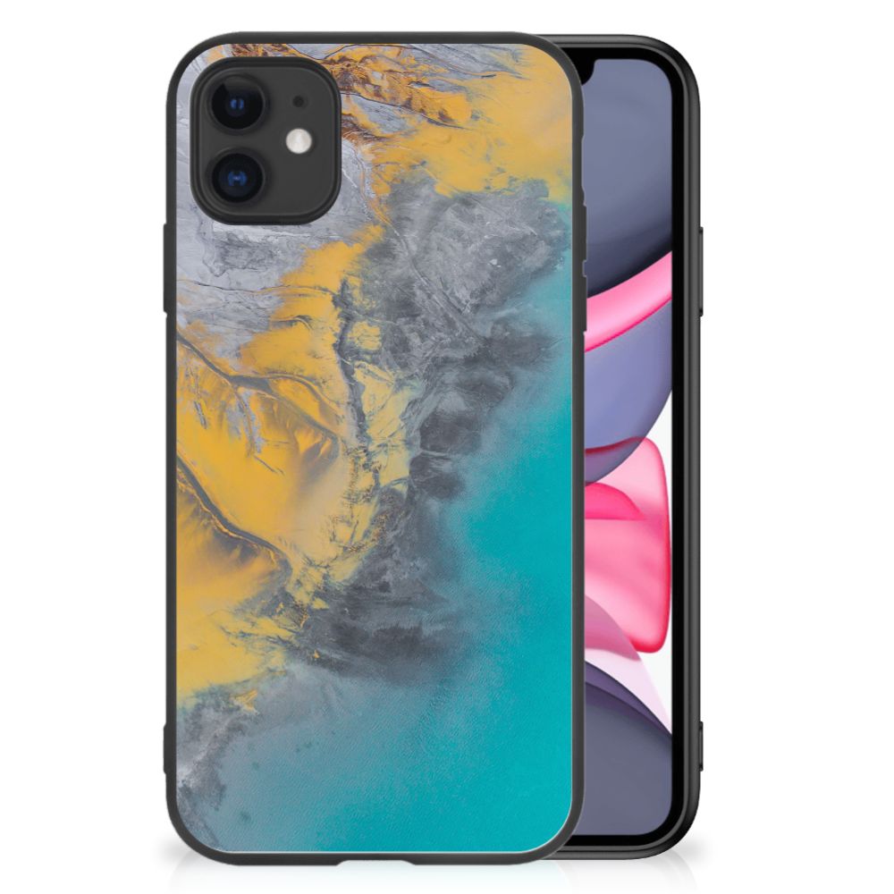 iPhone 11 Marmeren Print Telefoonhoesje Marble Blue Gold