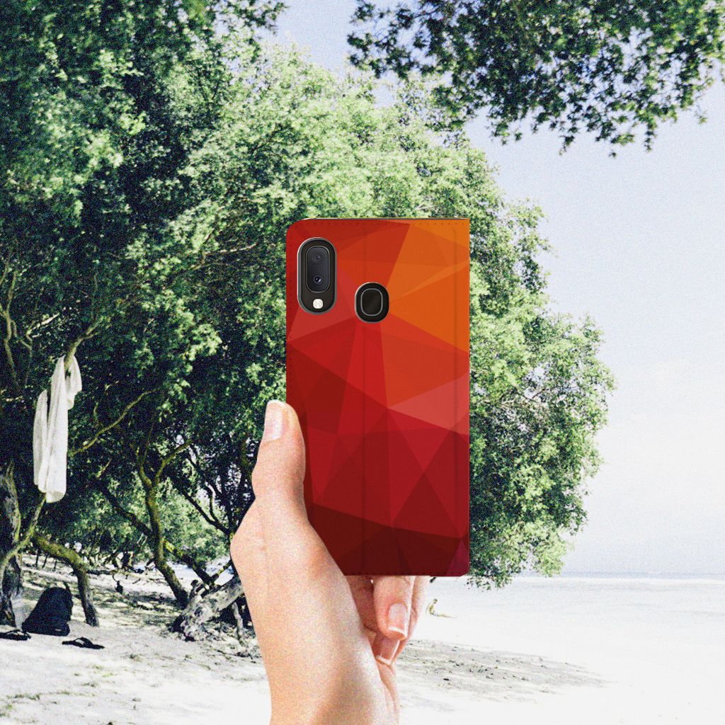 Stand Case voor Samsung Galaxy A20e Polygon Red - B2C Telecom