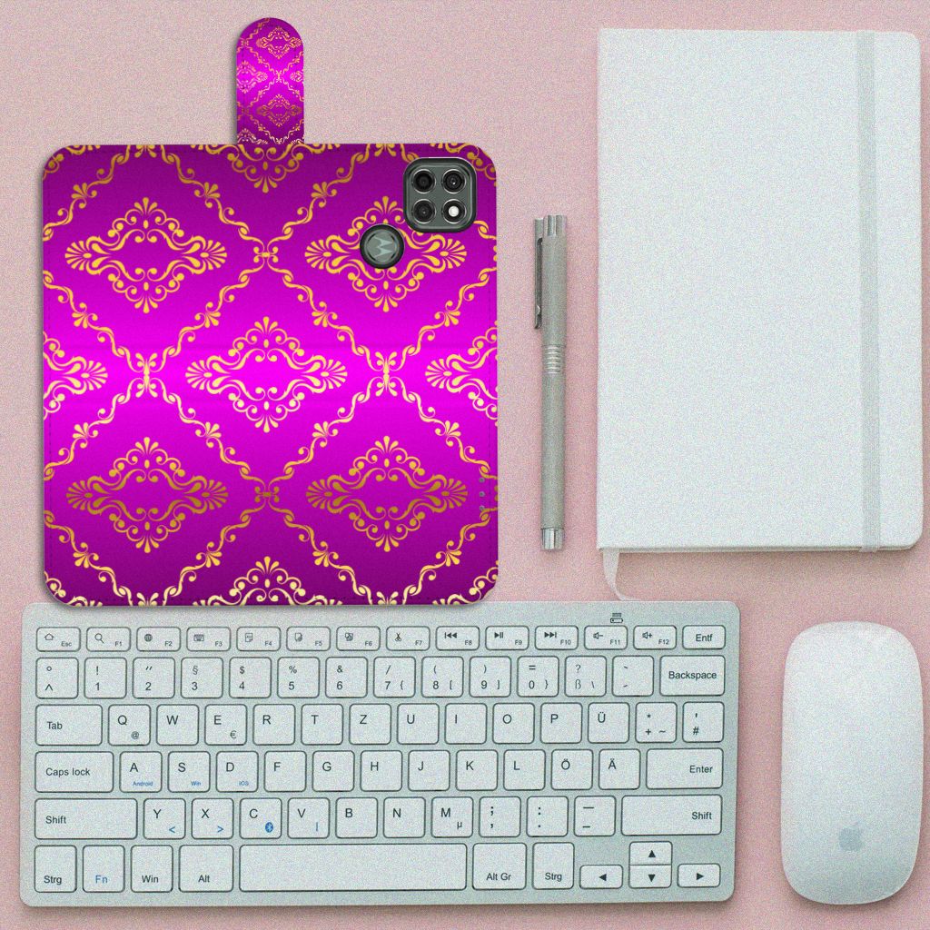 Wallet Case Motorola Moto G9 Power Barok Roze