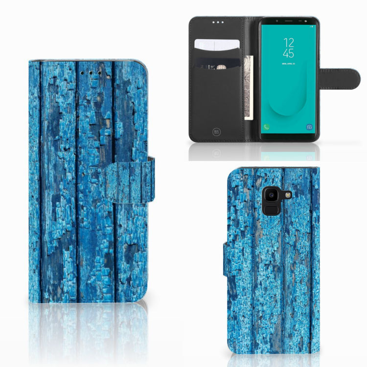 Samsung Galaxy J6 2018 Book Style Case Wood Blue