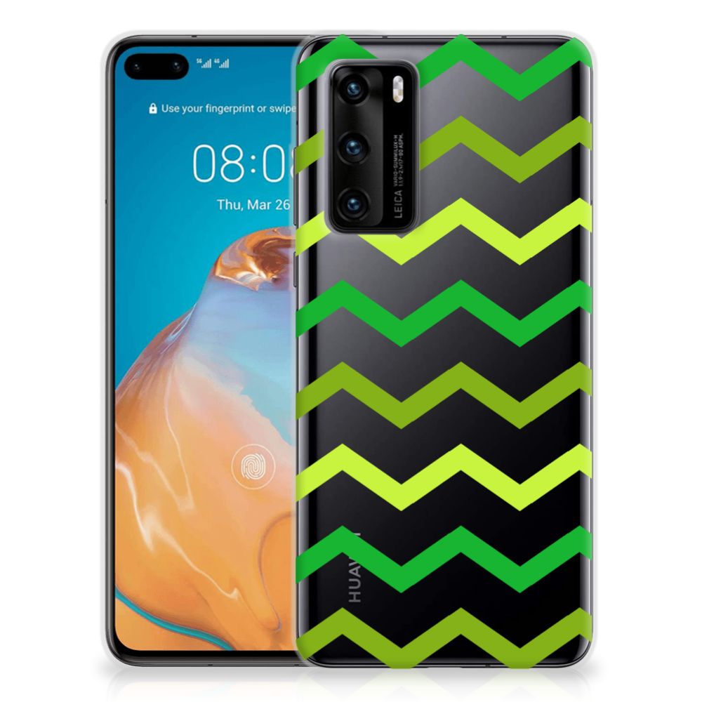 Huawei P40 TPU bumper Zigzag Groen B2C Telecom