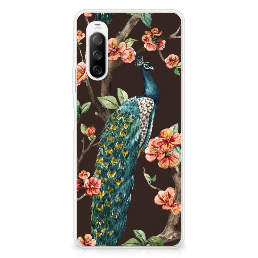 Sony Xperia 10 III TPU Hoesje Pauw met Bloemen