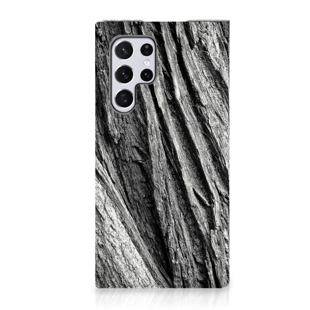 Book Wallet Case Samsung Galaxy S22 Ultra Boomschors Grijs - B2C Telecom