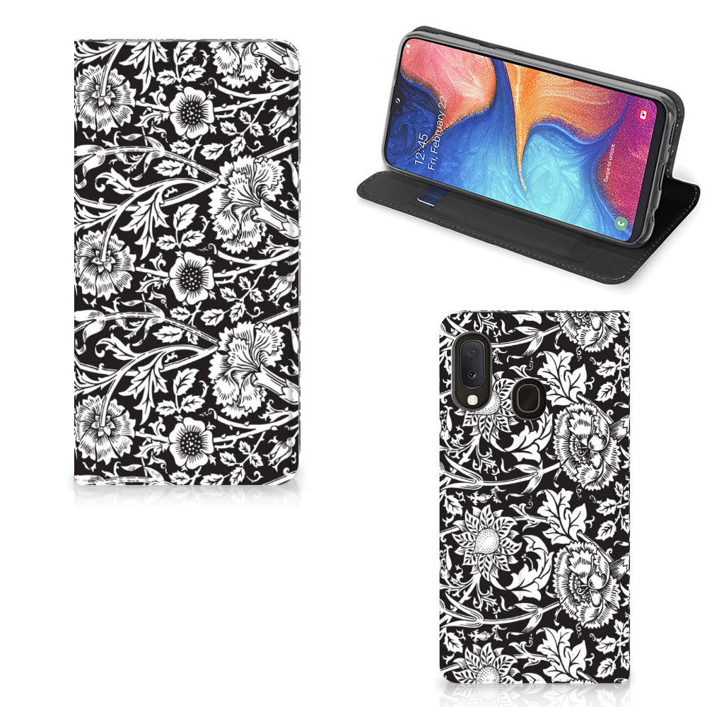 Samsung Galaxy A20e Smart Cover Black Flowers