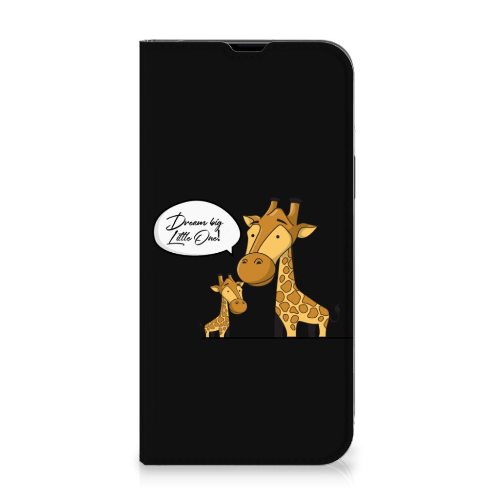 iPhone 13 Pro Max Magnet Case Giraffe met schattige giraffes en tekst "Dream big little one!" 🦒