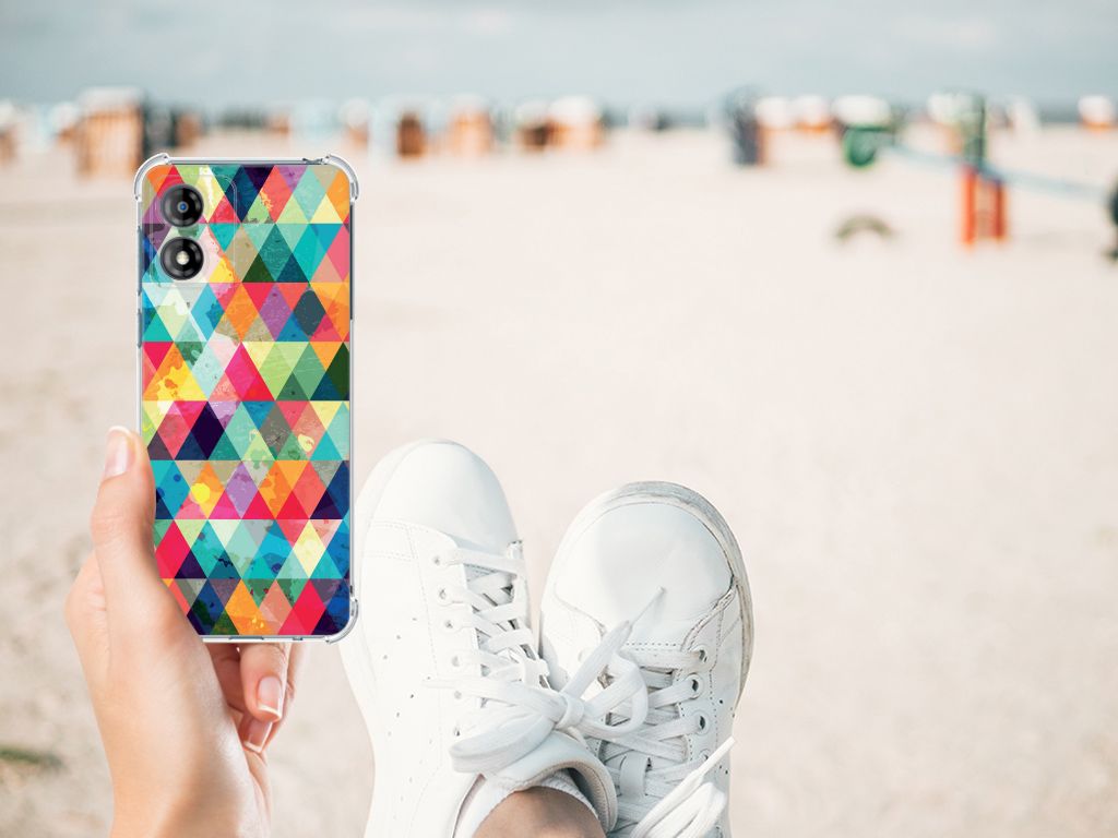 Motorola Moto E13 Doorzichtige Silicone Hoesje Geruit B2C Telecom