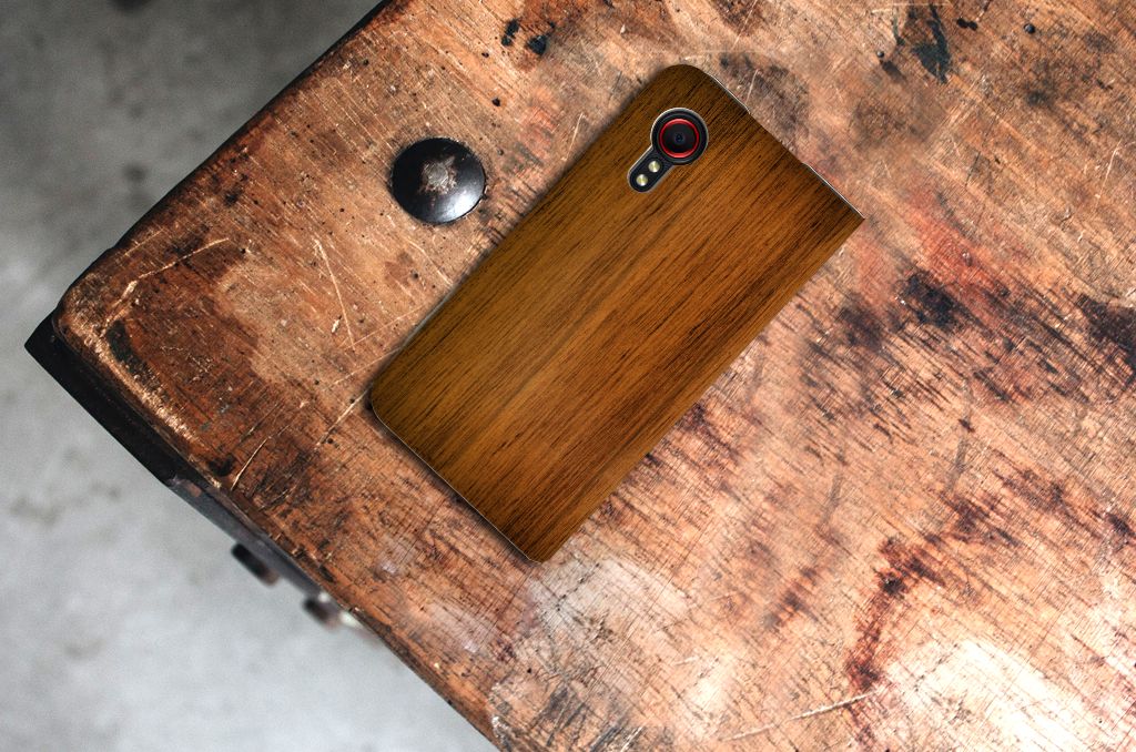 Samsung Galaxy Xcover 5 Book Wallet Case Donker Hout - B2C Telecom