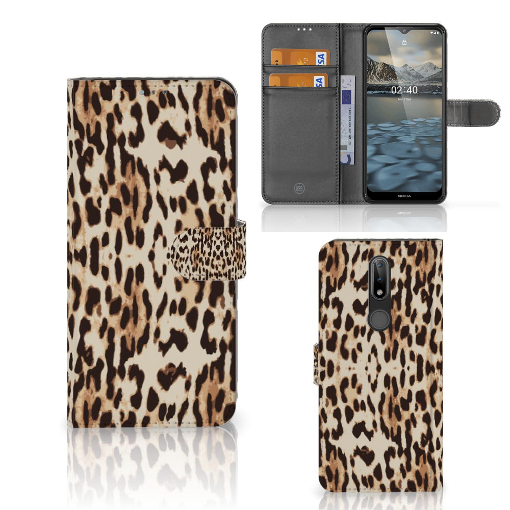 Nokia 2.4 Telefoonhoesje met Pasjes Leopard