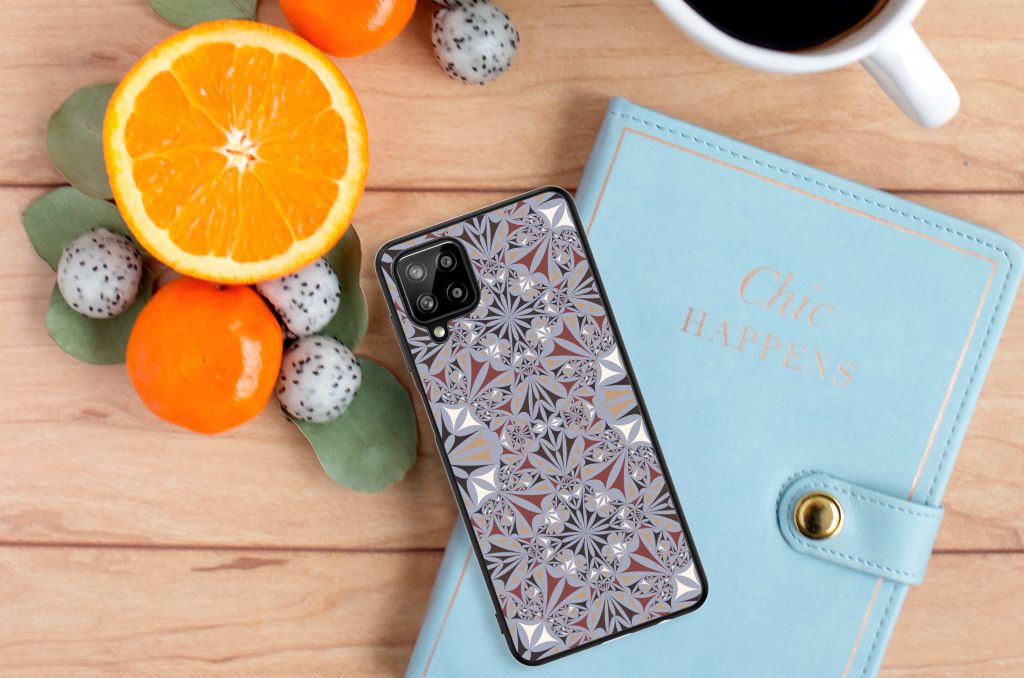 Samsung Galaxy A12 Marmeren Print Telefoonhoesje Flower Tiles B2C Telecom