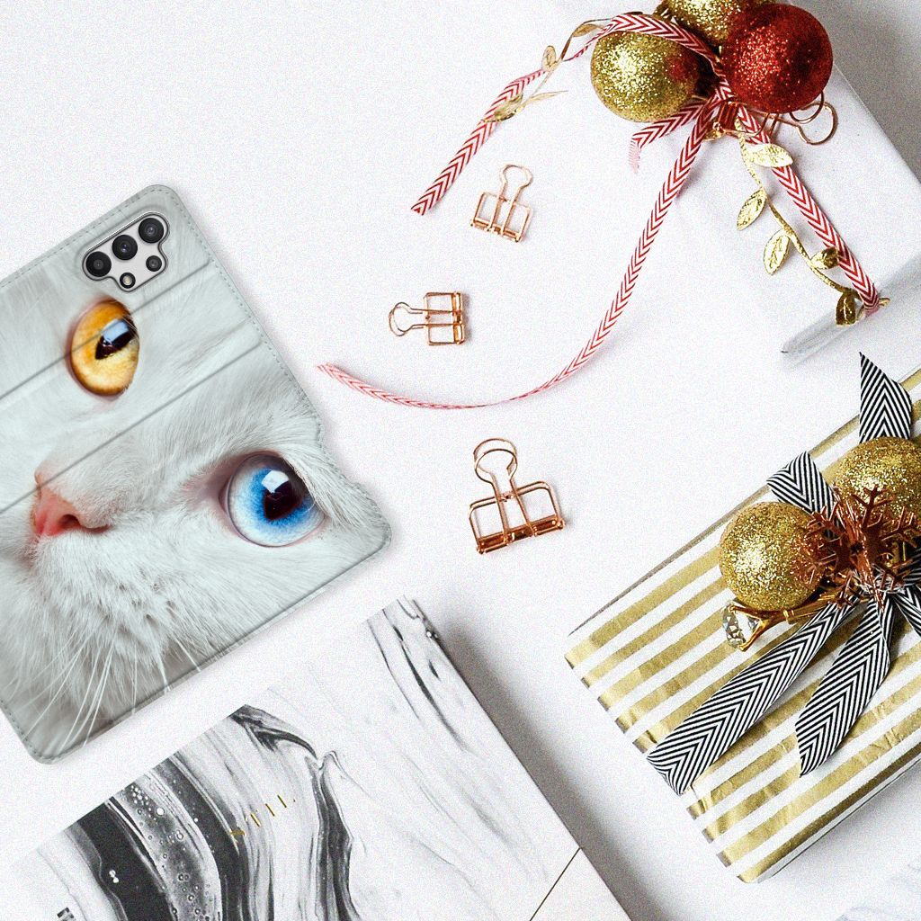 Samsung Galaxy A32 5G Hoesje maken Witte Kat - B2C Telecom