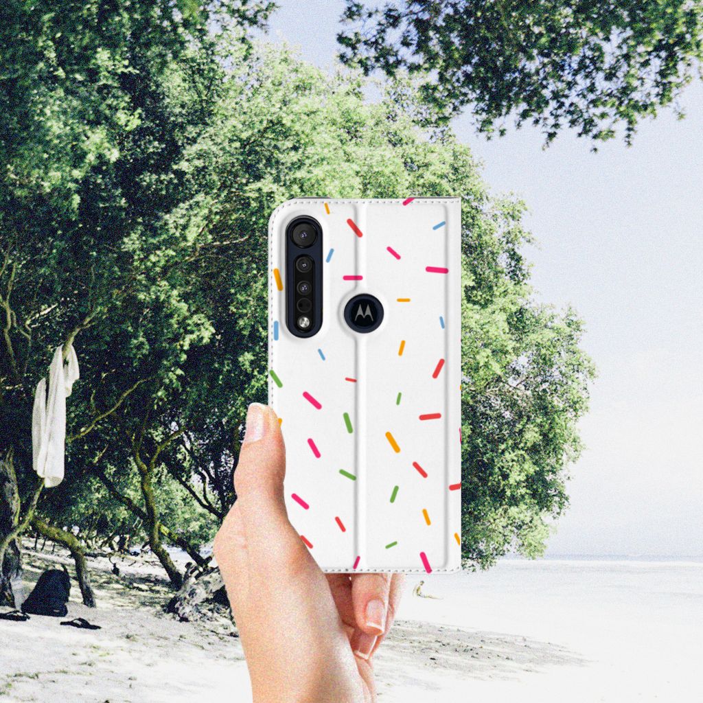 Motorola G8 Plus Flip Style Cover Donut Roze - B2C Telecom