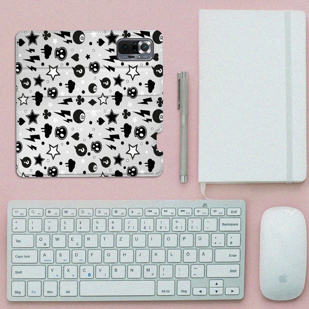Mobiel BookCase Xiaomi Redmi Note 10 Pro Silver Punk - B2C Telecom