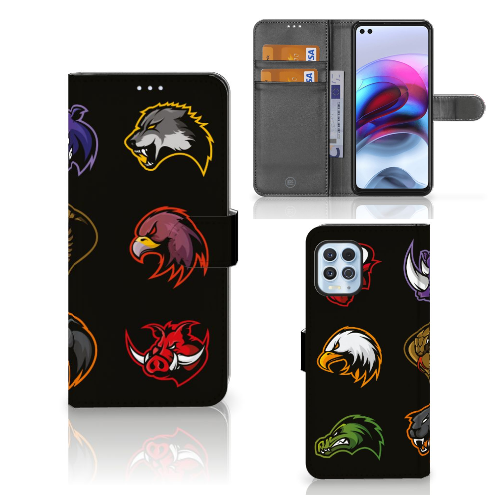 Motorola Moto G100 Leuk Hoesje Cartoon met kleurrijke dierenmotieven en praktisch design.