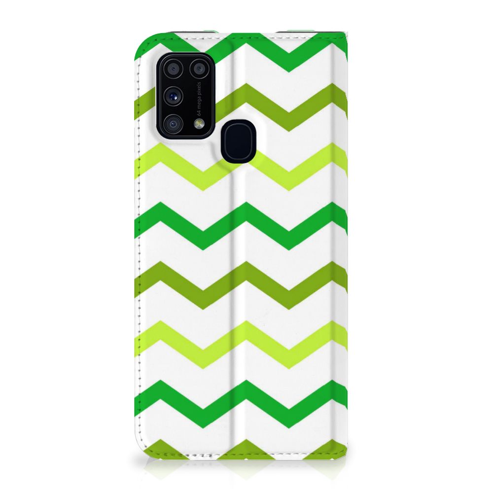 Samsung Galaxy M31 Hoesje met Magneet Zigzag Groen - B2C Telecom