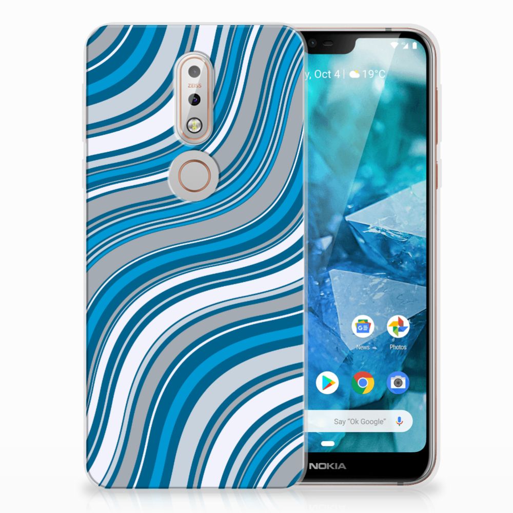 Nokia 7.1 TPU bumper Waves Blue