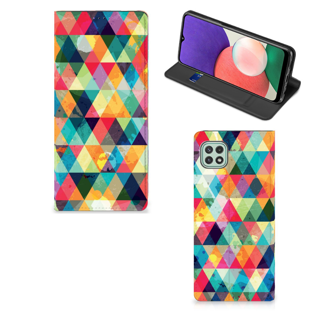 Samsung Galaxy A22 5G Hoesje met Magneet Geruit - B2C Telecom