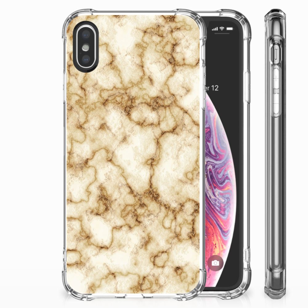 Apple iPhone X | Xs Anti-Shock Hoesje Marmer Goud