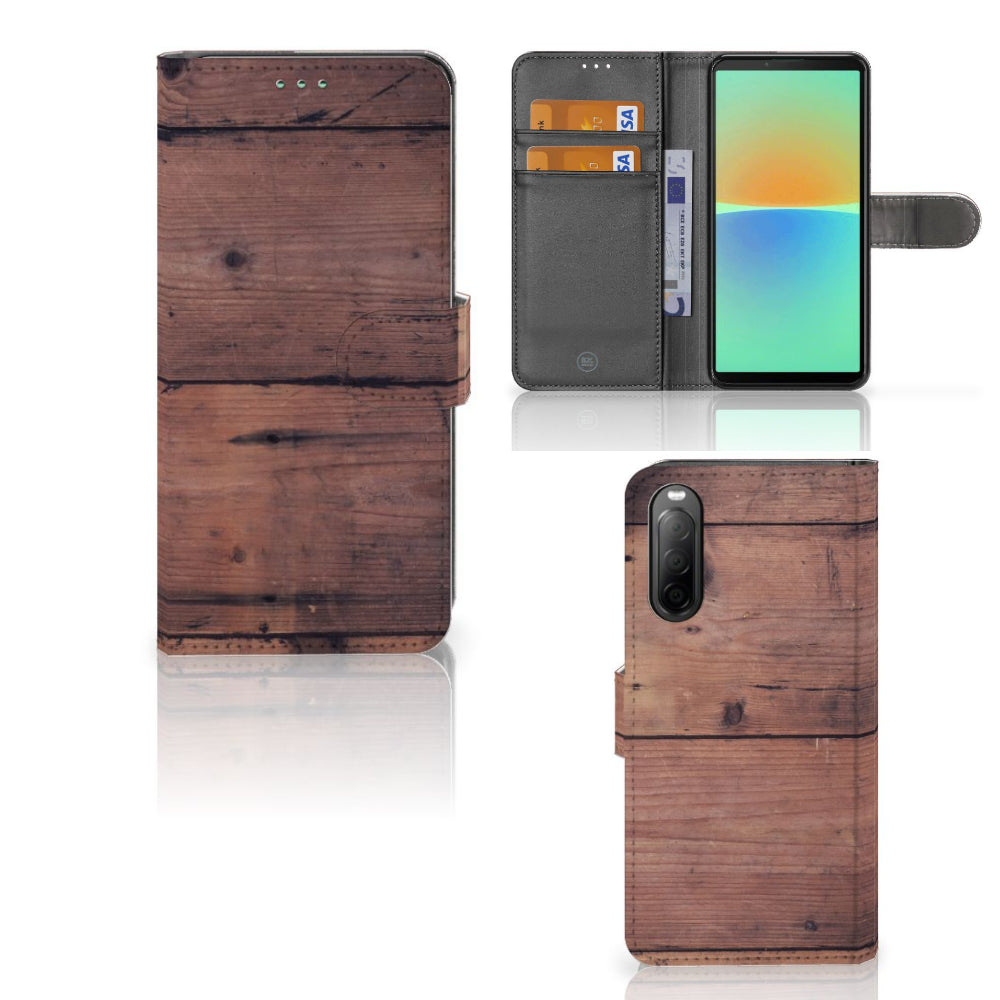 Sony Xperia 10 IV Book Style Case Old Wood