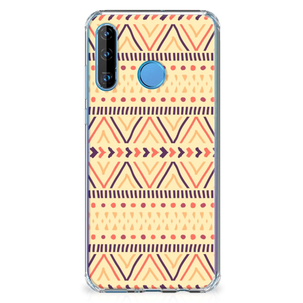 Huawei P30 Lite Doorzichtige Silicone Hoesje Aztec Yellow